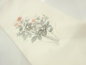 内山晴祥作　塩瀬手描き枝花模様名古屋帯